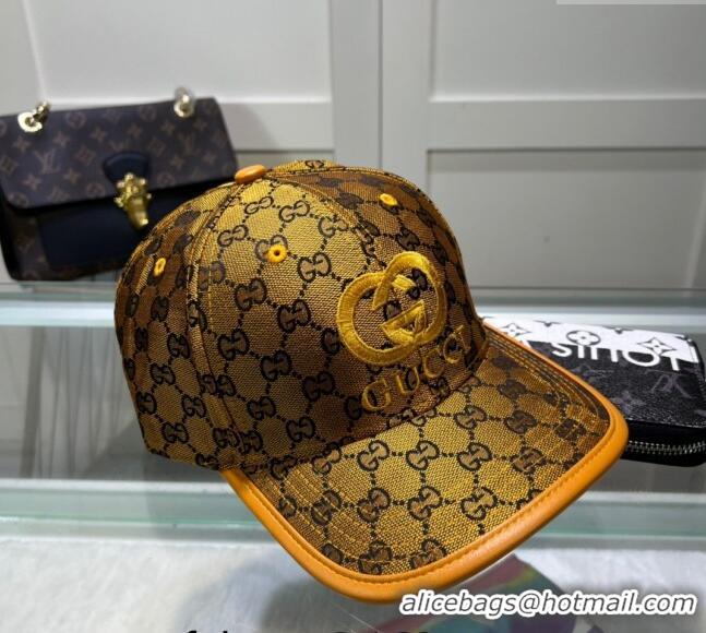 New Fashion Gucci GG Canvas Baseball hat with Interlocking G 0513 Yellow 2024