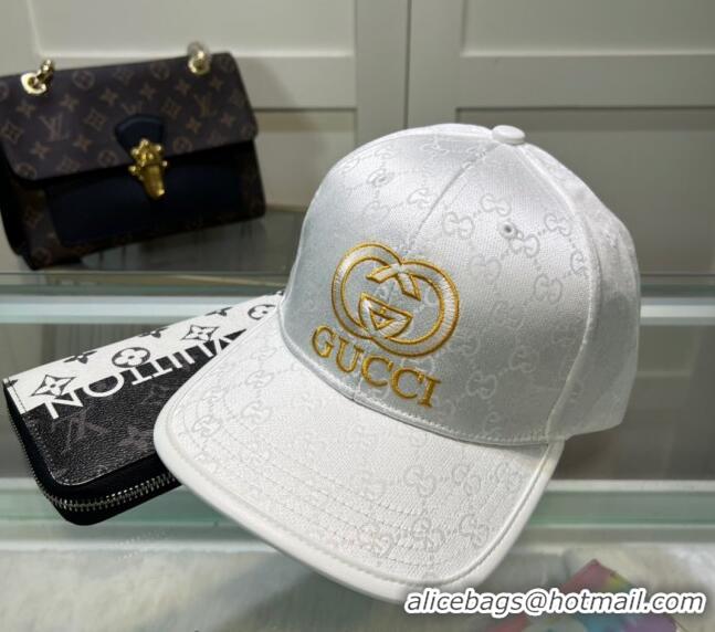 Luxury Cheap Gucci GG Canvas Baseball hat with Interlocking G 0513 White 2024