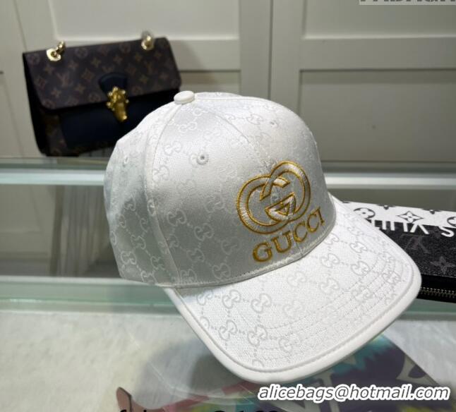 Luxury Cheap Gucci GG Canvas Baseball hat with Interlocking G 0513 White 2024