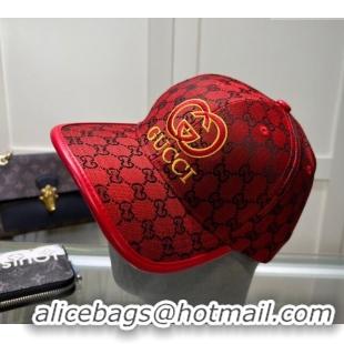 Buy Classic Gucci GG Canvas Baseball hat with Interlocking G 0513 Red 2024