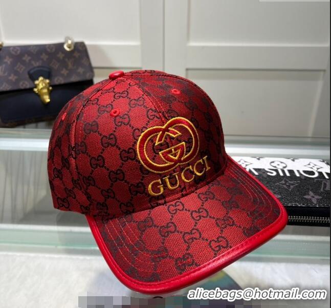 Buy Classic Gucci GG Canvas Baseball hat with Interlocking G 0513 Red 2024