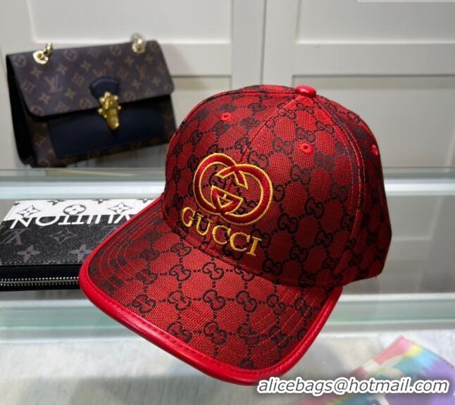 Buy Classic Gucci GG Canvas Baseball hat with Interlocking G 0513 Red 2024