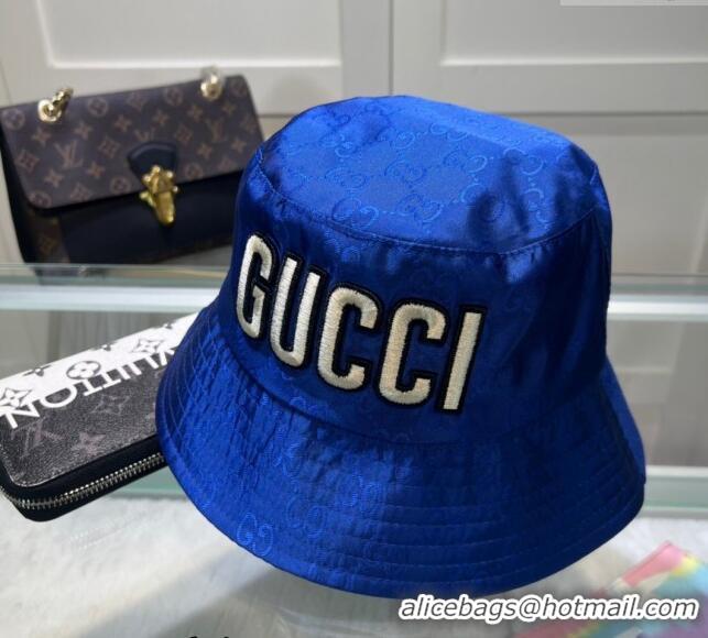 Hot Style Gucci Shiny GG Bucket hat with Maxi GUCCI 0513 Blue 2024