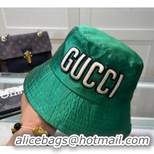 New Design Gucci Shiny GG Bucket hat with Maxi GUCCI 0513 Green 2024