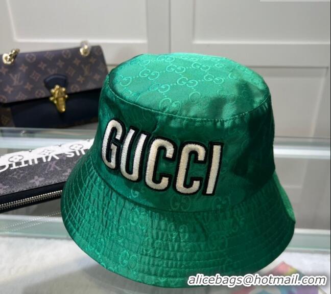 New Design Gucci Shiny GG Bucket hat with Maxi GUCCI 0513 Green 2024