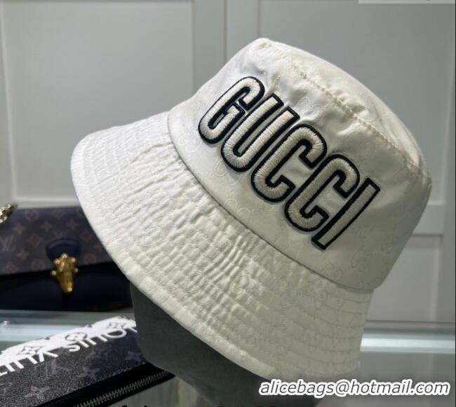 Good Quality Gucci Shiny GG Bucket hat with Maxi GUCCI 0513 White 2024