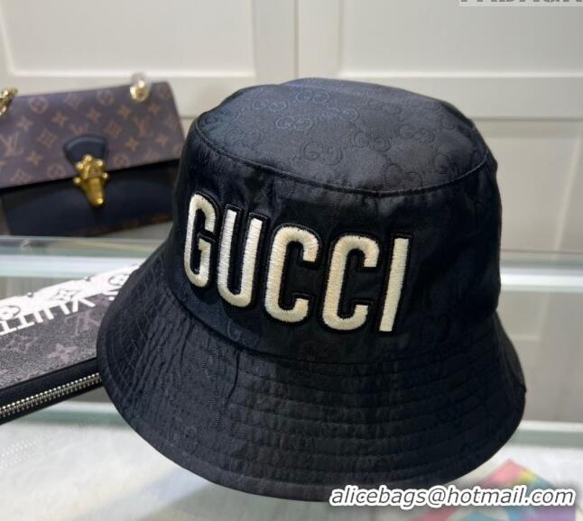 Market Sells Gucci Shiny GG Bucket hat with Maxi GUCCI 0513 Black 2024