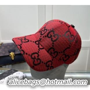 Famous Brand Gucci Maxi GG Canvas Baseball Hat 051302 Red 2024