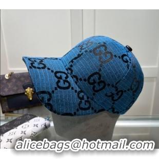 Luxurious Cheap Gucci Maxi GG Canvas Baseball Hat 051302 Blue 2024