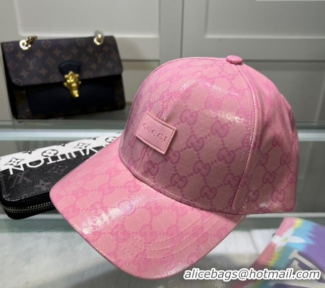 New Cheap Gucci GG Crystal Canvas Baseball Hat 0513 Pink 2024