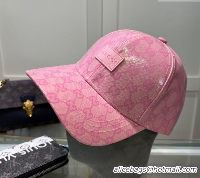 New Cheap Gucci GG Crystal Canvas Baseball Hat 0513 Pink 2024