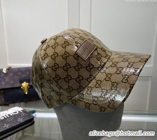 Luxury Cheap Gucci GG Crystal Canvas Baseball Hat 0513 Beige 2024