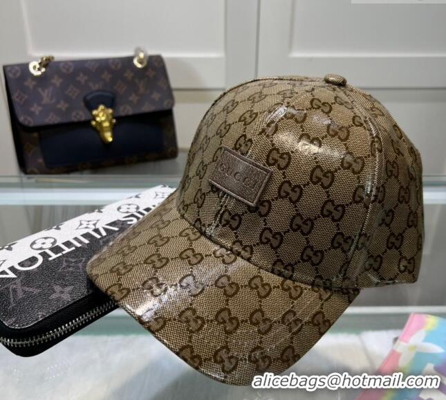 Luxury Cheap Gucci GG Crystal Canvas Baseball Hat 0513 Beige 2024