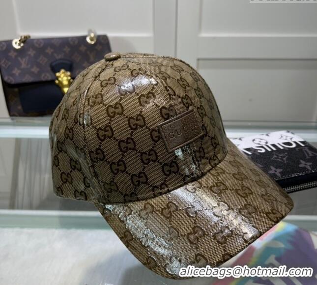 Luxury Cheap Gucci GG Crystal Canvas Baseball Hat 0513 Beige 2024