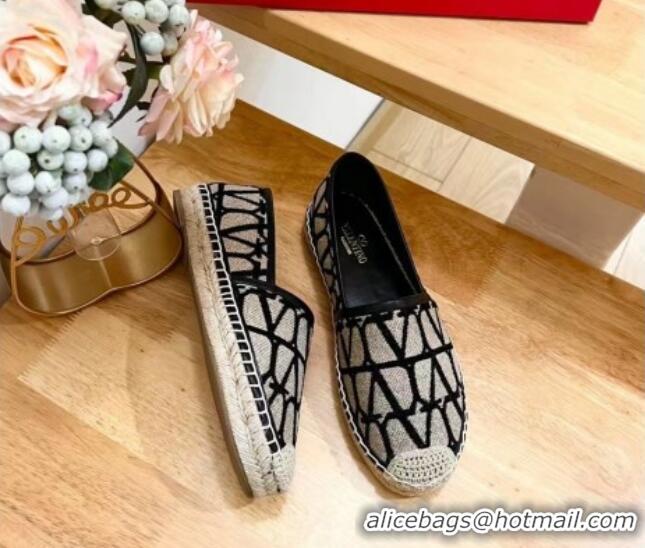 Good Looking Valentino VLogo Espadrilles Flat in Raffia Straw Grey 725016