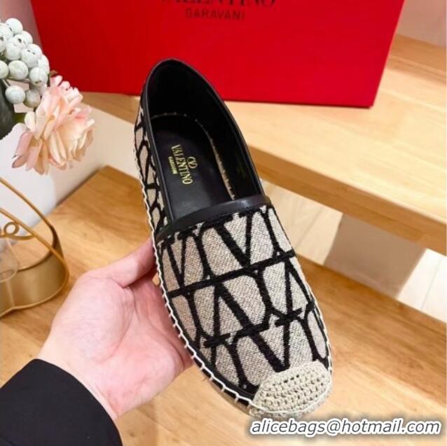 Good Looking Valentino VLogo Espadrilles Flat in Raffia Straw Grey 725016