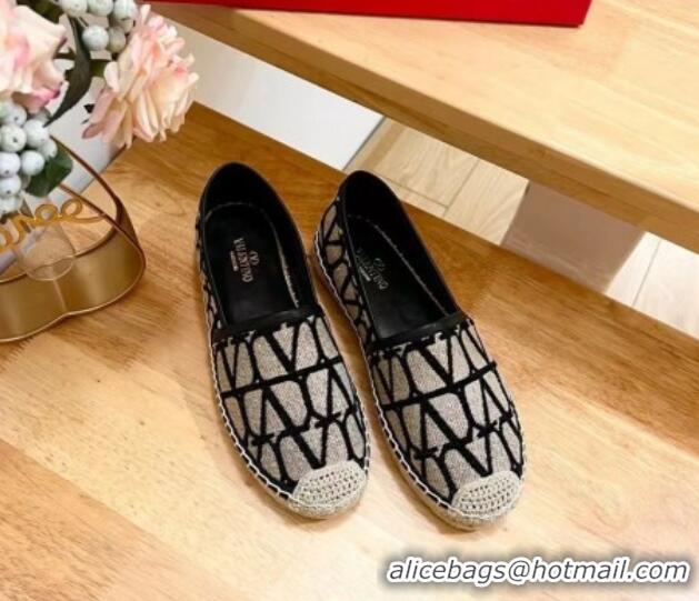 Good Looking Valentino VLogo Espadrilles Flat in Raffia Straw Grey 725016