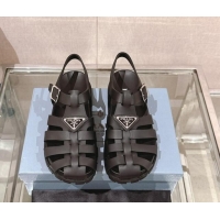 Purchase Prada Rubber Strap Flat Sandals Black 430053