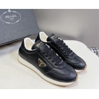 Best Product Prada Men's Rank Grained Leather Sneakers Black 430068