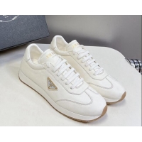 Top Design Prada Men's Rank Grained Leather Sneakers White 430071