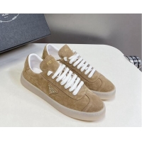 Classic Hot Prada Downtown Suede Sneakers Beige 430075