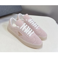 Sophisticated Prada Downtown Suede Sneakers Pink 430077