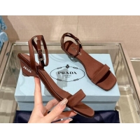 Perfect Prada Satin Heel Sandals 3.5cm Brown 430079