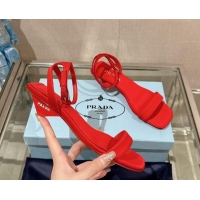 Duplicate Prada Satin Heel Sandals 3.5cm Red 430080