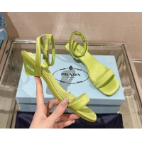 Top Grade Prada Satin Heel Sandals 3.5cm Green 430081