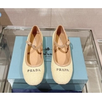 Top Grade Prada Crochet ballerinas Flat Pale Beige 430092