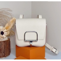 Inexpensive Hermes Della Cavalleria Mini Bag in Epsom Leather 3005 White/Silver 2024 (Half Handmade)