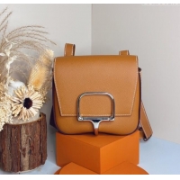 Most Popular Hermes Della Cavalleria Mini Bag in Epsom Leather 3005 Brown/Silver 2024 (Half Handmade)