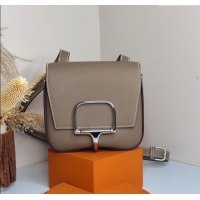 Top Grade Hermes Della Cavalleria Mini Bag in Epsom Leather 3005 Etoupe/Silver 2024 (Half Handmade)