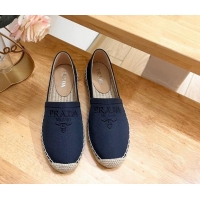 Low Cost Prada Canvas Espadrilles Flat Dark Blue 611073