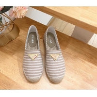 Shop Duplicate Prada Textile Espadrilles Flat Beige 611074