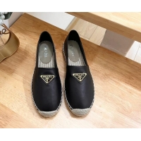 Classic Hot Prada Leather Espadrilles Flat Black 611077