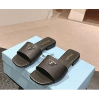 Grade Quality Prada Saffiano Leather Flat Slides Sandal Black 11083