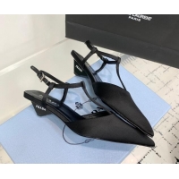 Most Popular Prada Satin Slingback Pumps 3.5cm Black 611086