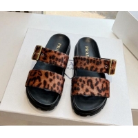 Pretty Style Prada Animal Print Flat Slides Sandal with Buckle 611096