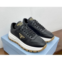 Grade Quality Prada Gabardine Leather Sneakers Black/Gold 719121