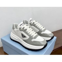 Buy Luxury Prada Gabardine Leather Sneakers Grey 719123