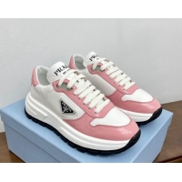 Best Price Prada Gabardine Leather Sneakers Pink 719124