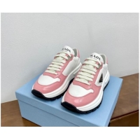 Best Price Prada Gabardine Leather Sneakers Pink 719124