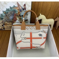 Original Cheap Hermes Steeple 25 Bag in Plume canvas and Swift Calfskin H73001 2024 (Top Quality)