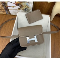 Best Cheap Hermes Constance Slim Wallet with Leather Strap in Epsom Leather H0112 Etoupe/Silver 2024 (Half Handmade)