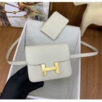 Discount Hermes Constance Slim Wallet with Leather Strap in Epsom Leather H0112 Milkshake White/Gold 2024 (Half Handmade