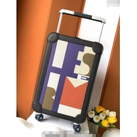 New Style Hermes R.M.S Cabin Suitcase Luggage Travel bag 55cm in Printed Canvas and Leather H2053 Black/Purple 2024