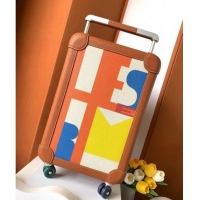 Market Sells Hermes R.M.S Cabin Suitcase Luggage Travel bag 55cm in Printed Canvas and Leather H2053 Brown/Orange 2024