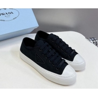 Comfortable Prada Fabric Triangle logo sneakers Black 719129