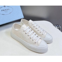 Classic Hot Prada Fabric Triangle logo sneakers Salt White 719131